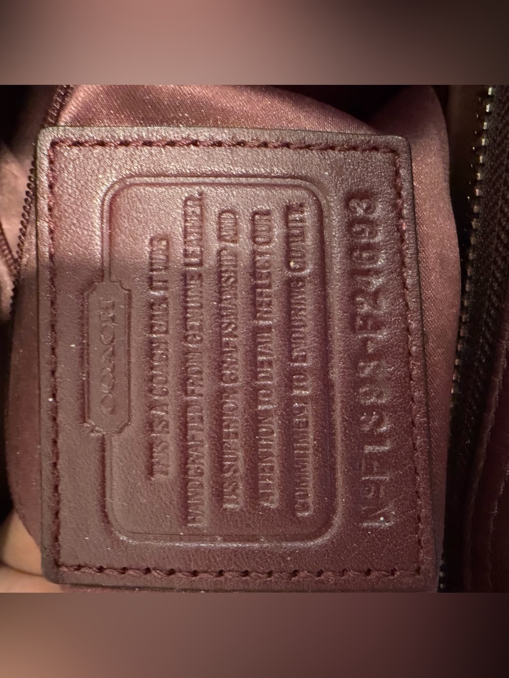 Coach #F24693 Colorblock Leather Tote Bag in Fuchsia, Burgundy & Navy - Picture 12 of 16
